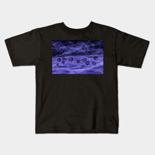 Asteroids in space nebula Kids T-Shirt by 3DVictory